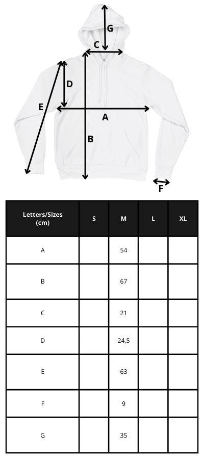 tamanhos sweat com capucho
